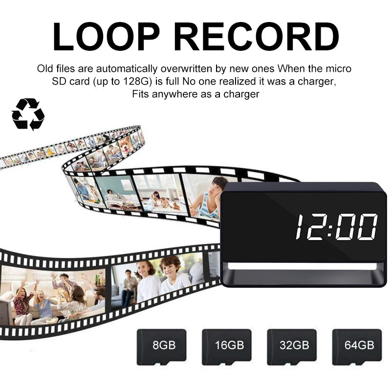 Upgrade 1080P WiFi clocks cameras, Infrared night vision, Motion detection,Remote viewing,Home monitoring cameras