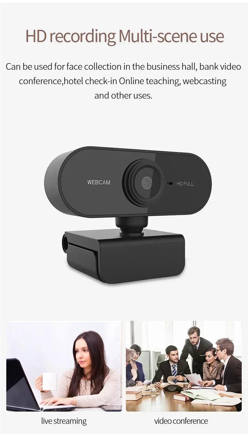 1080P HD Mini Webcam with Microphone USB for Laptop Desktop