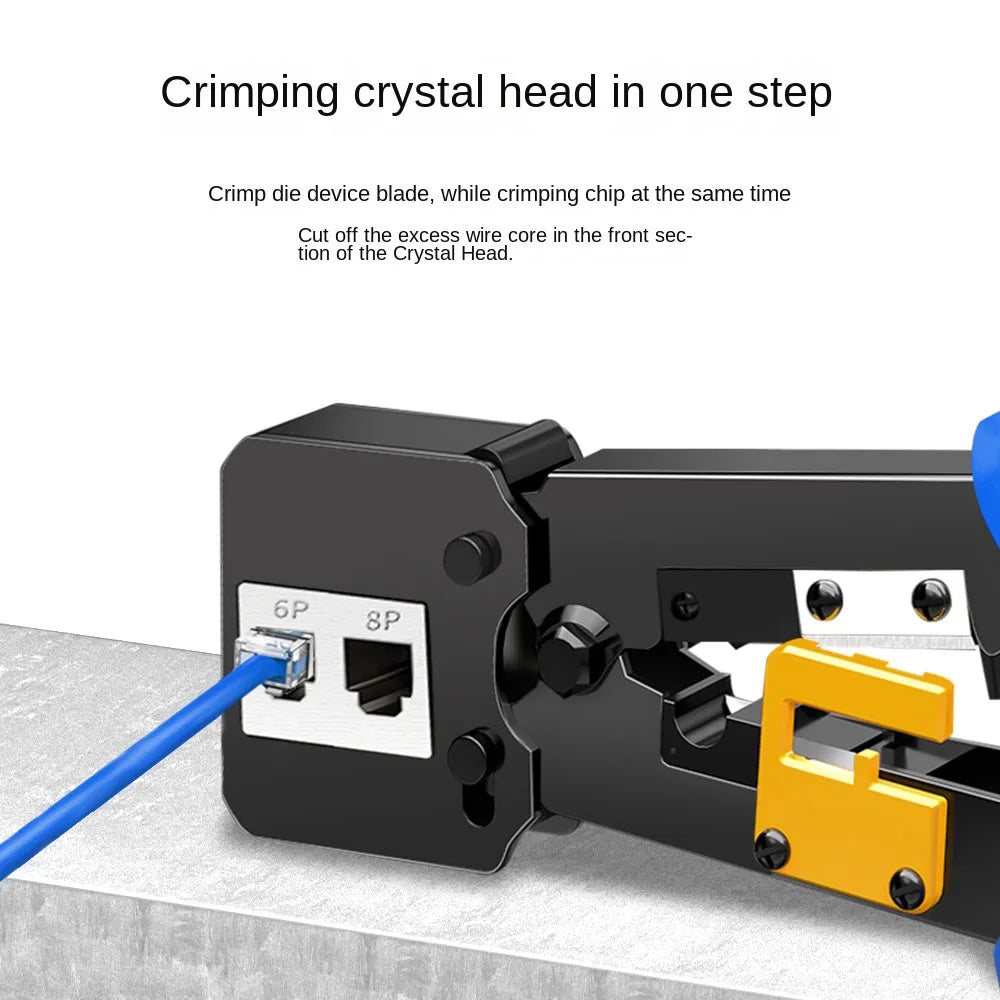 Ratcheting RJ45 and 6P Modular Cable Crimper