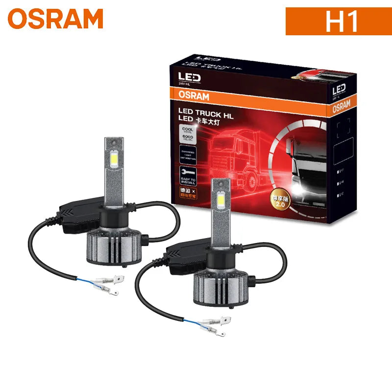 OSRAM 24V LED ZX2.0 Luci Anabbaglianti da Trazione H1 H4 H7 110W 8000LM Super Potenza Luce 6000K Freddo Bianco Aggiornamento Sostituzione Luce Alta-Bassa Potenza