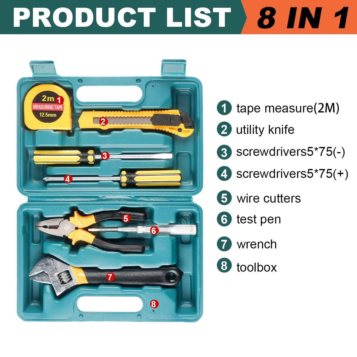 Household Hand Tool Kit with Case