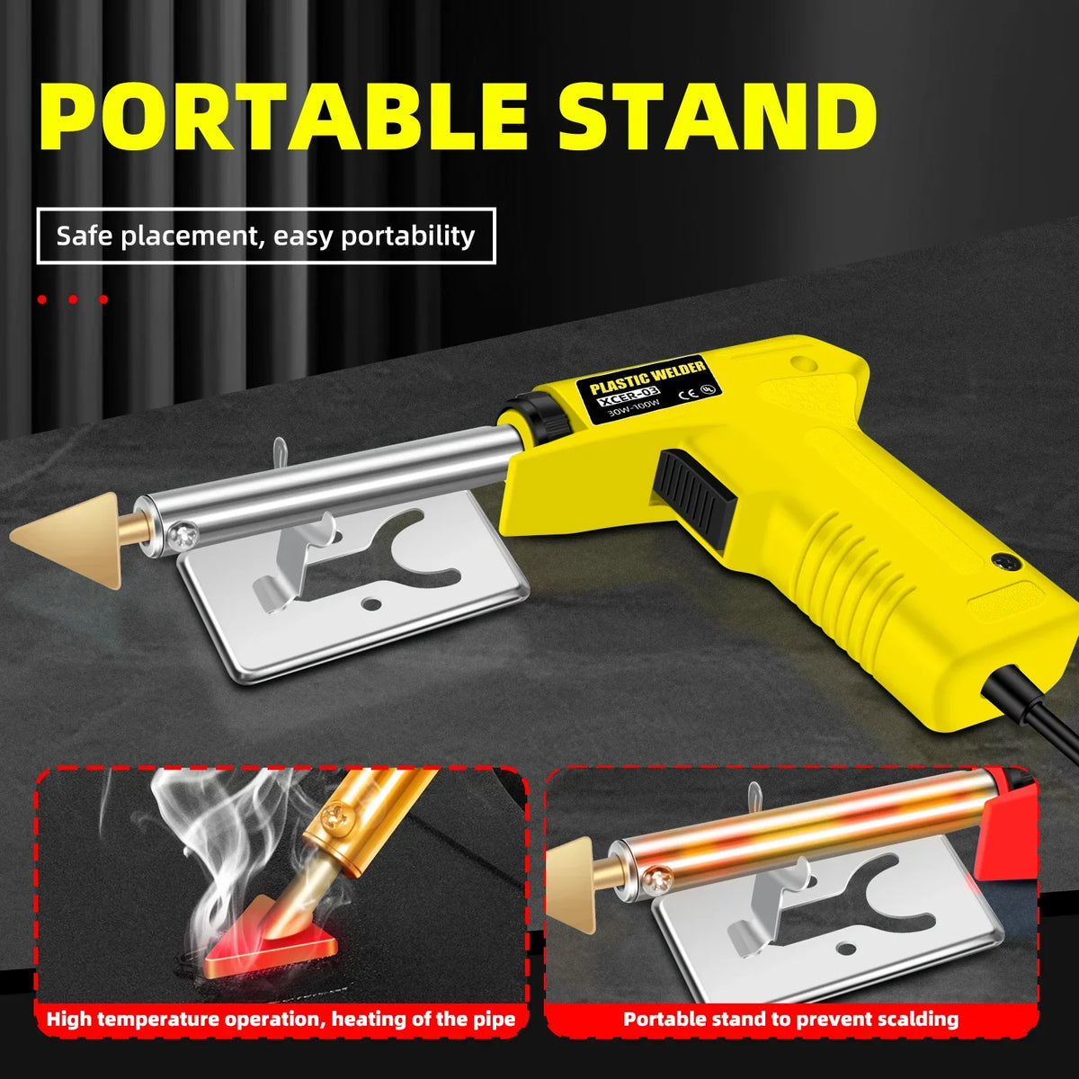 100W Plastic Repair Iron with Brass Trowel Tip, EU/US Kits
