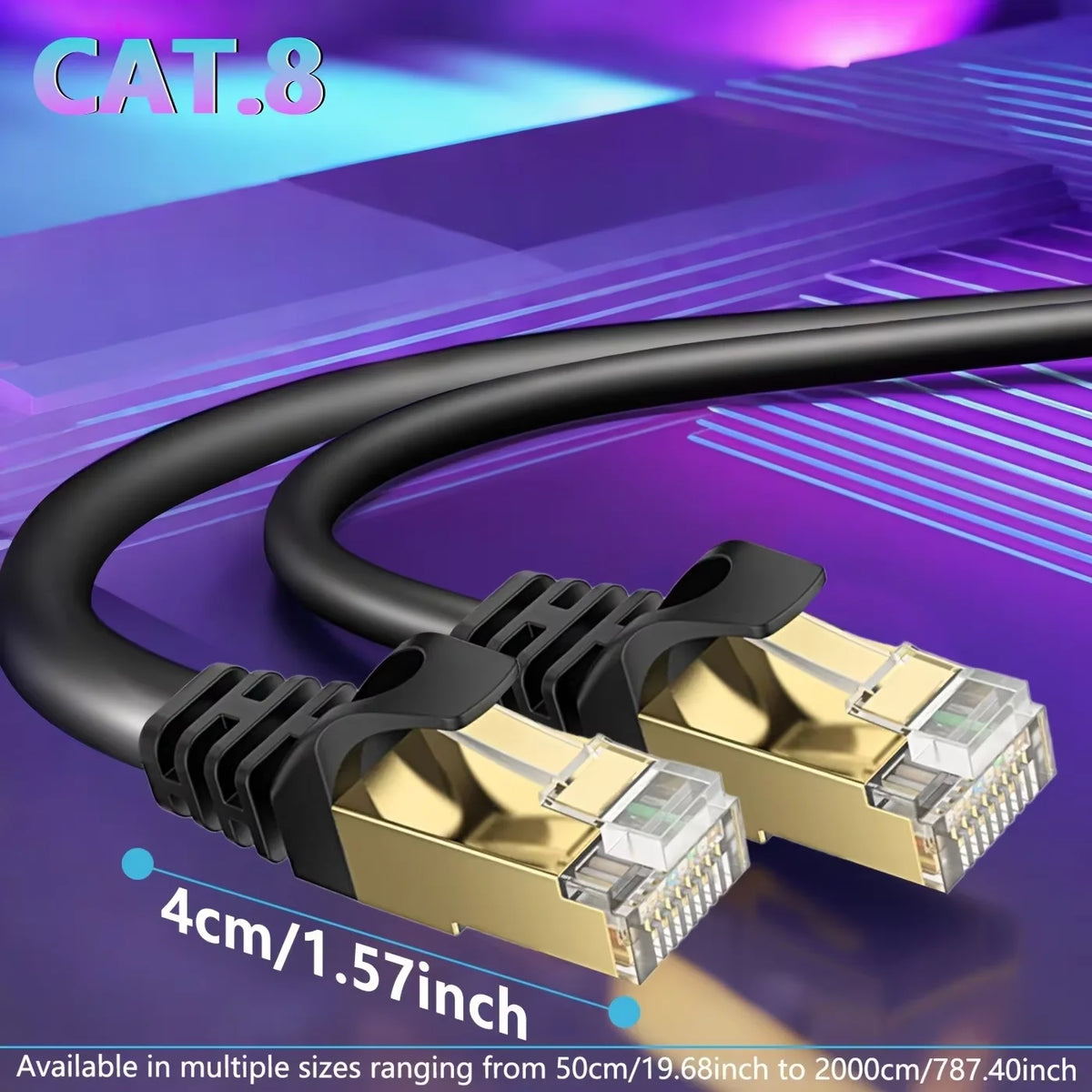 Skärmad Cat8-Ethernetkabel - svart eller vit