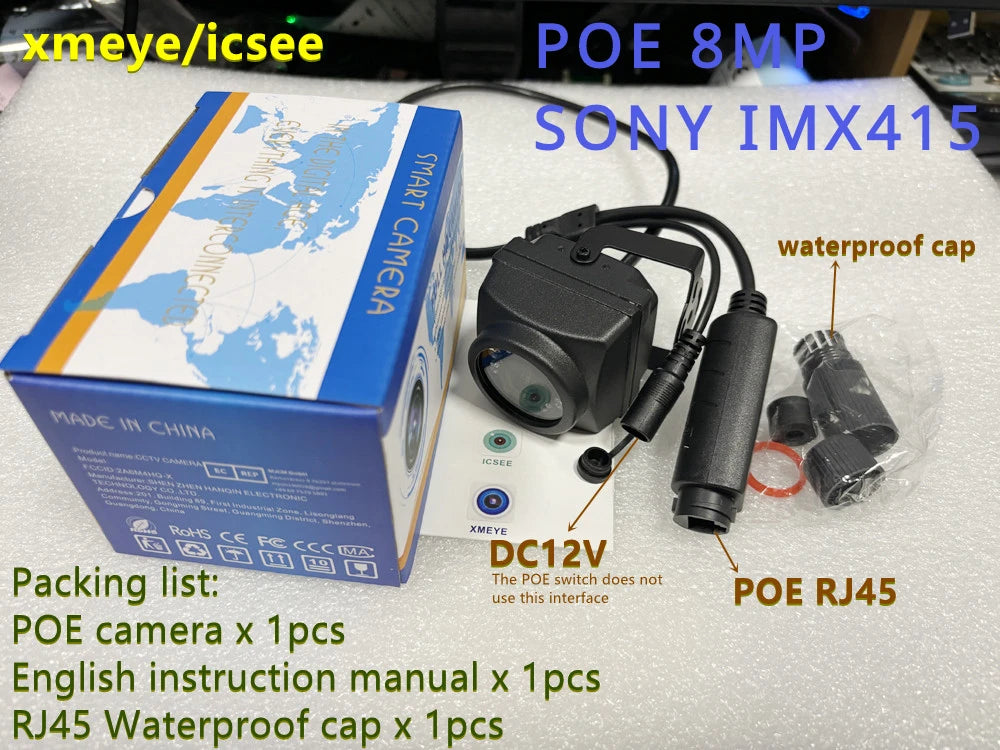 4K Mini Waterproof POE IP Camera with Night Vision