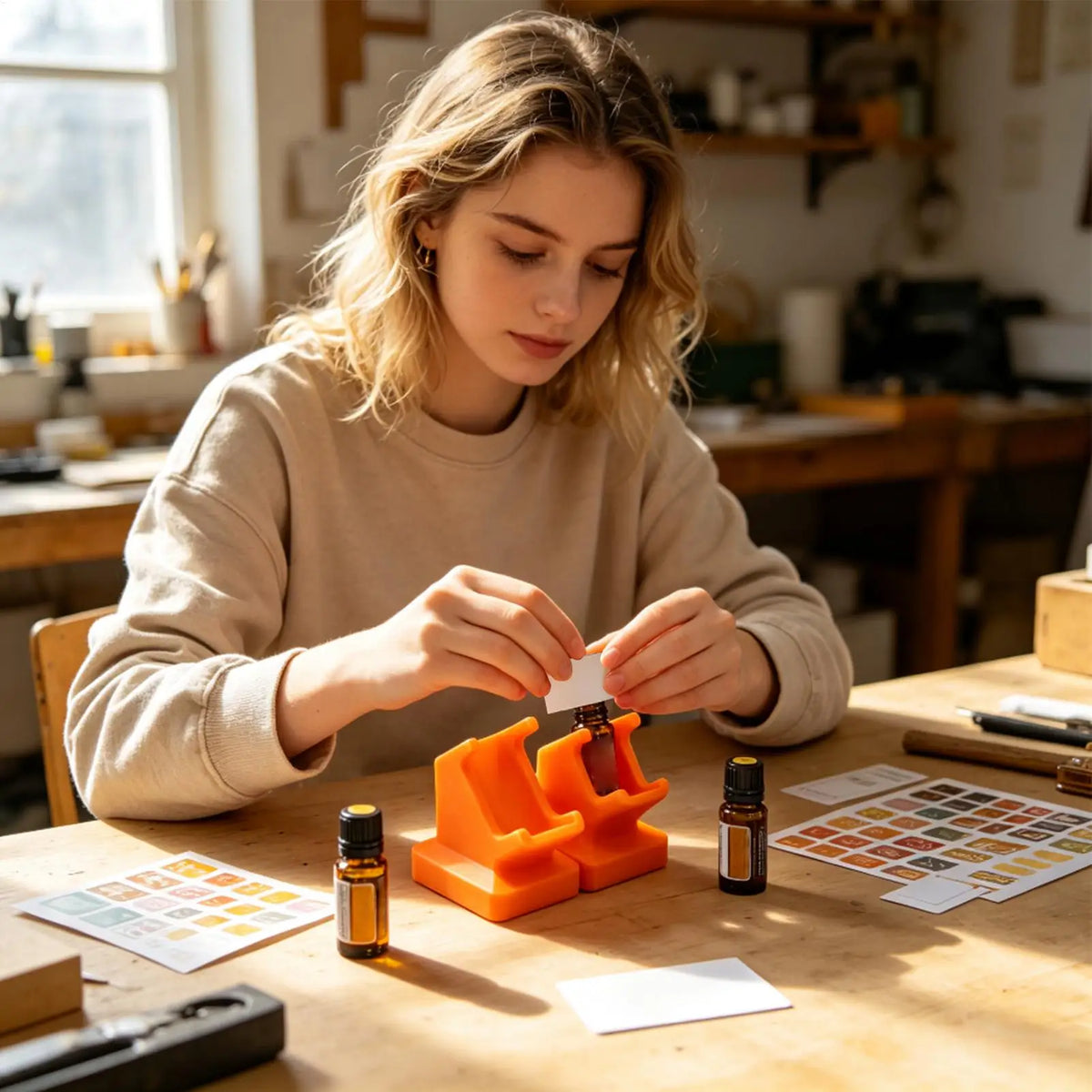 Sæt med to værktøjer til justering af hætteglasetiketter, 3 ml og 10 ml