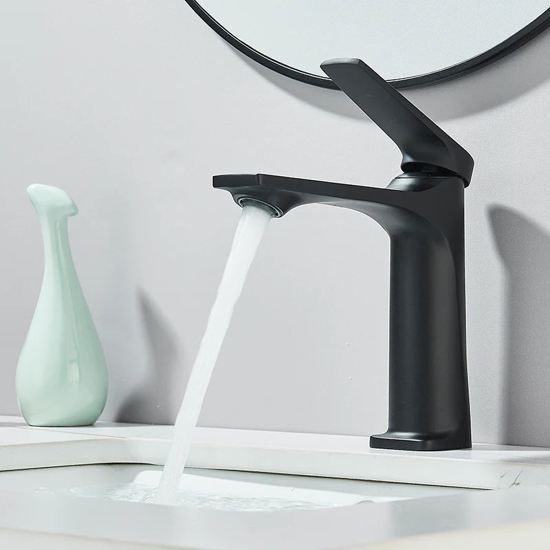 Gun Grey Modern Bathroom Sink Faucet Single Handle Deck Mounted Wash Basin Water Tap Hot And Cold Mixer 