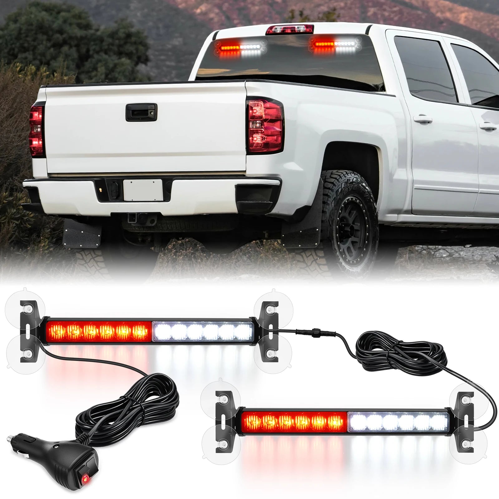 Nilight Automotive Strobe Traffic Advisor Light Bar 2-1 Dash Warning Safety Flashing Light Front/Rear Off-Road Truck Accessories