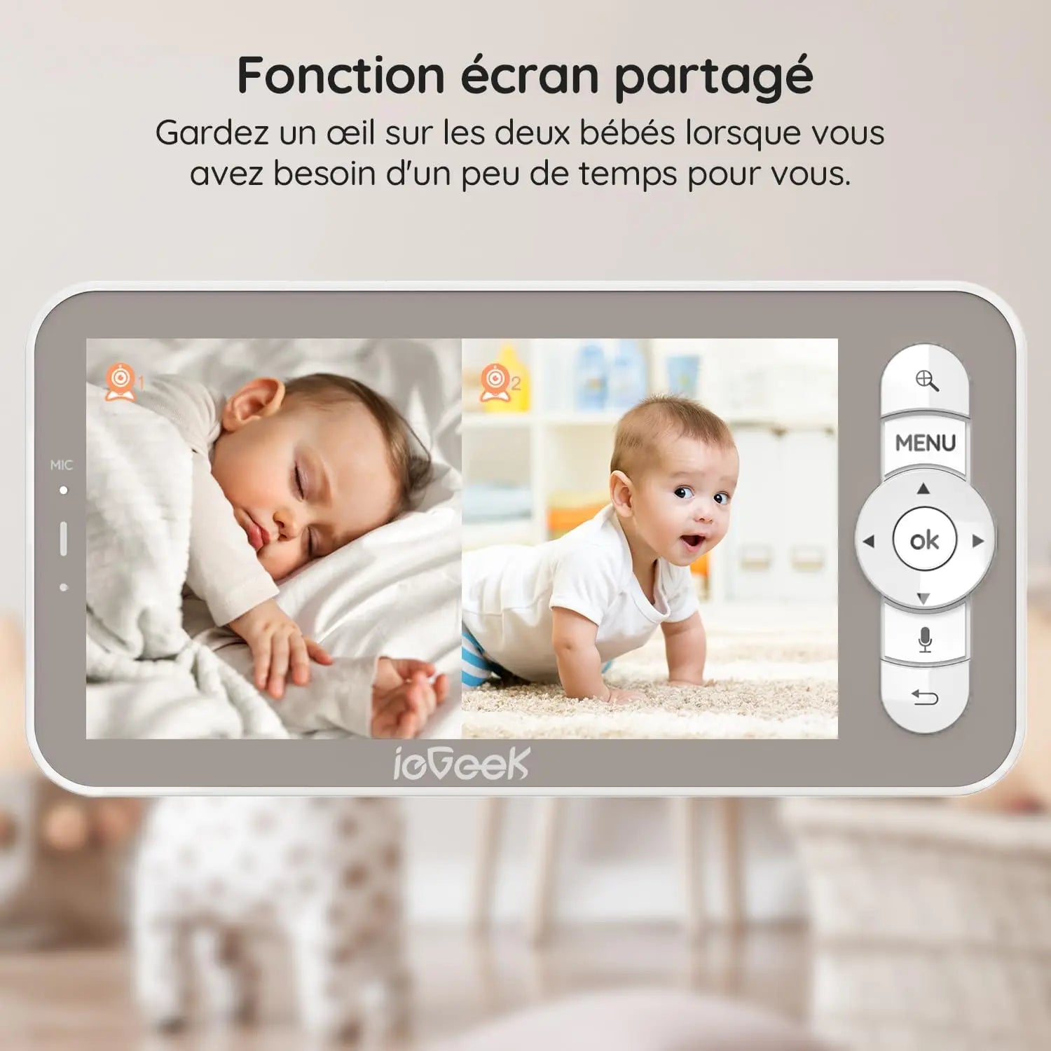 ieGeek 5 Inch Baby Monitor with 2 Cameras, 2K/3MP