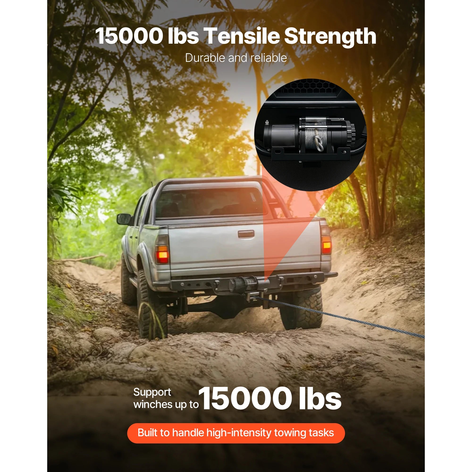 15000 lbs anhængertræk spilmontering til 2" modtager ATV UTV lastbil