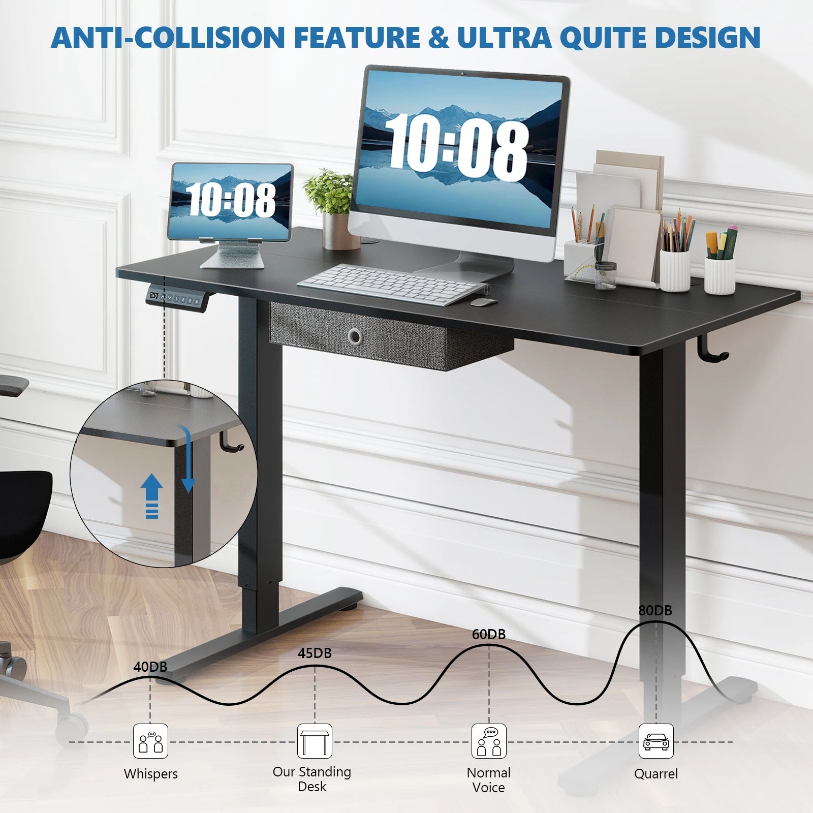 Electric Height Adjustable Standing Desk with Memory Settings