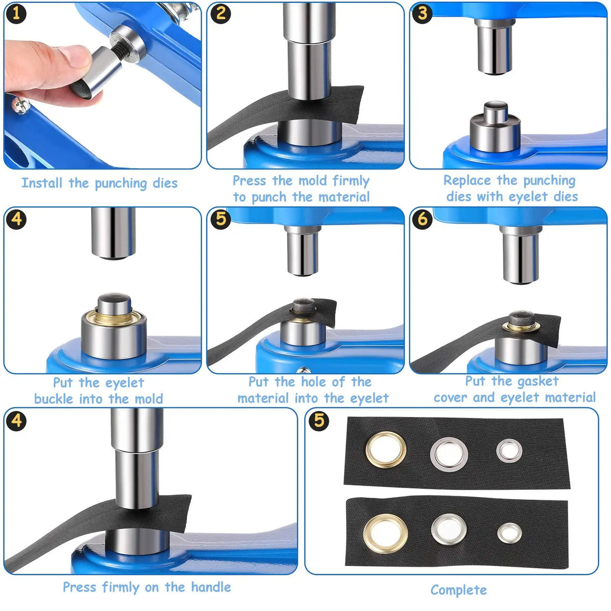 Prensa de banco manual para ojetes, Broches y remaches