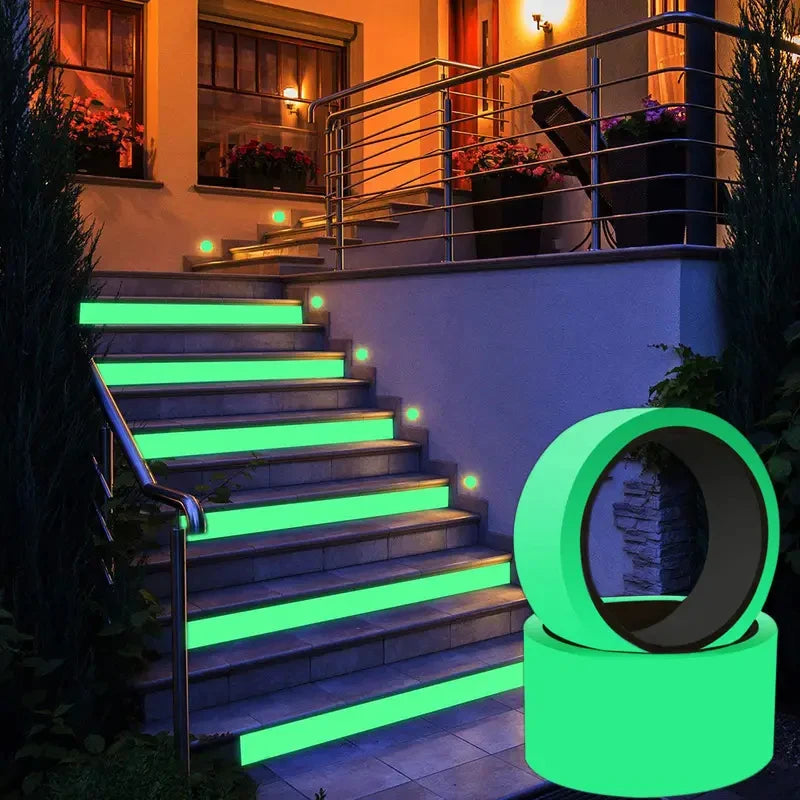 Self-adhesive Luminous Safety Tape, DIY Decorative Glowing Tape, Stage Stair Safety Warning Tape Green Fluorescent Warning Tape 