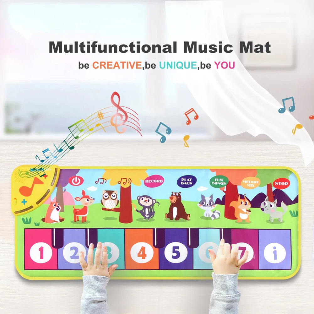 Piano Mat for Kids 80*30cm Toddlers Floor Keyboard Dance Mat Play Musical Carpet Music Instrument Toys Toddlers Girl Boy Gift 