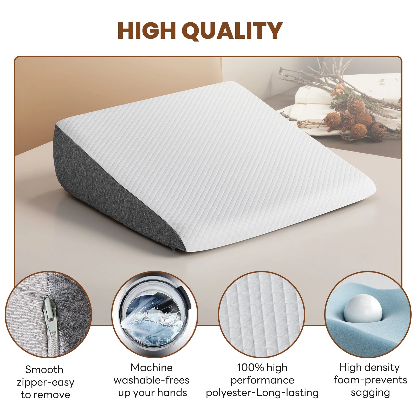 Ergonomic Memory Foam Wedge Pillow for Neck Pain Relief Support