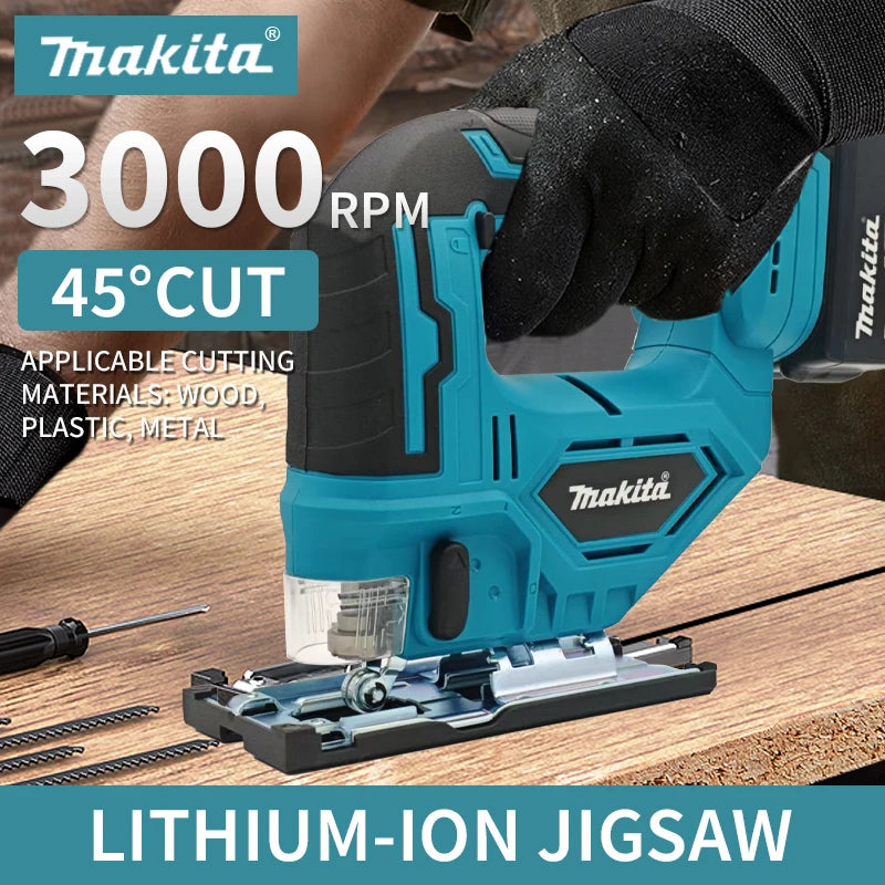 Makita 3000RPM Brushless Jigsaw 340W Electric Jig with Saw Blade 18v Cordless Barrel Handle Jigsaw For Makita Battery 