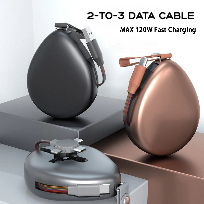 6 az 1-ben teleszkópos töltőkábel, 120 W, 6 A, USB-C