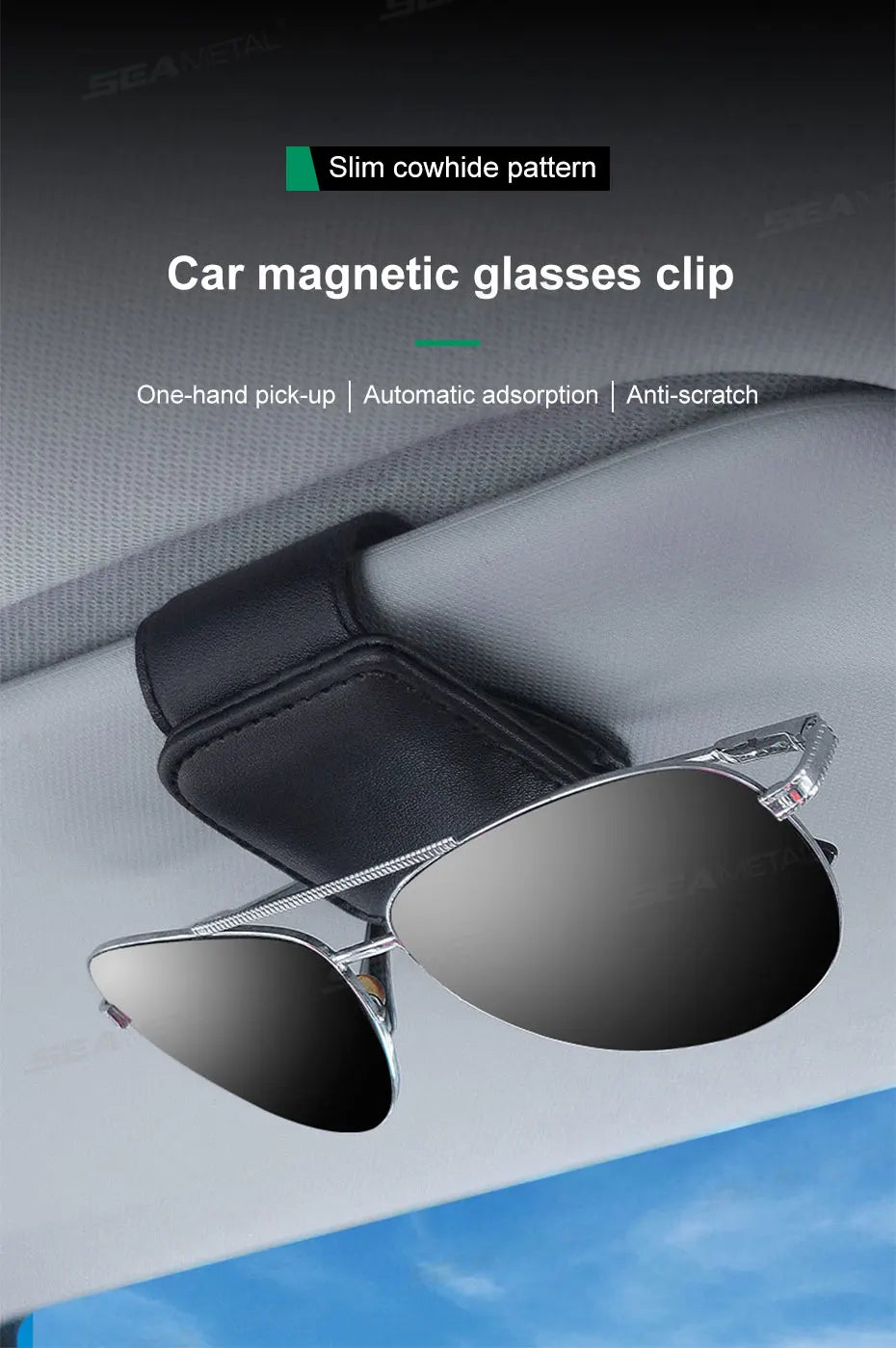 SEAMETAL Mini Car Glasses Holder Magnetic Stable Sun Visor Sunglasses Clip Glasses Storage Clip Universal Auto Eyeglasse Holder