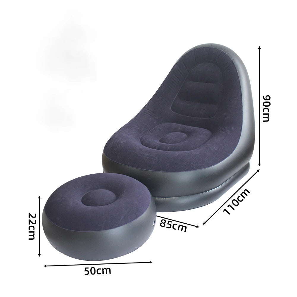 Inflatable Flocking Lazy Sofa Set with Foot Stool