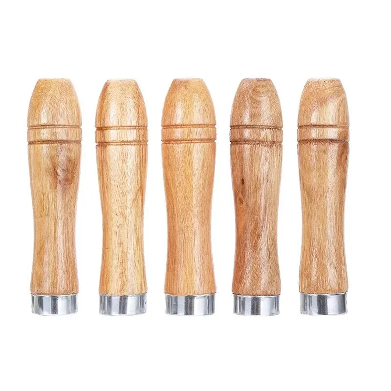 Wooden File Handle, 5-Piece Replacement Grip Set, 9 cm
