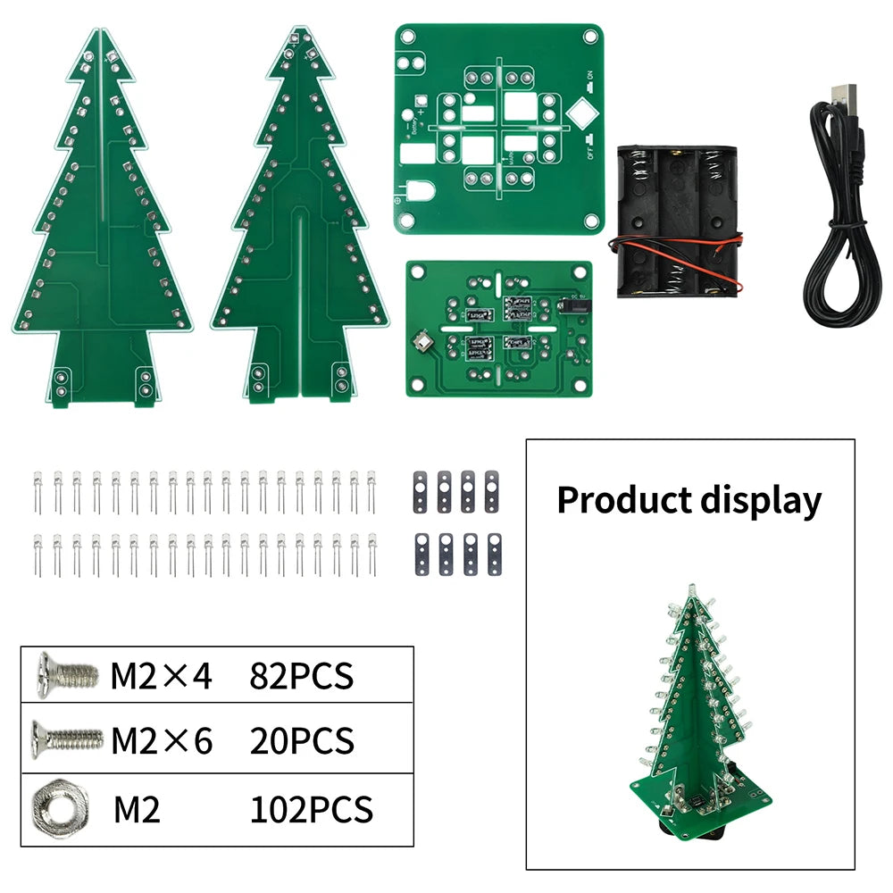 Solder-Free 3D LED Christmas Tree Kit