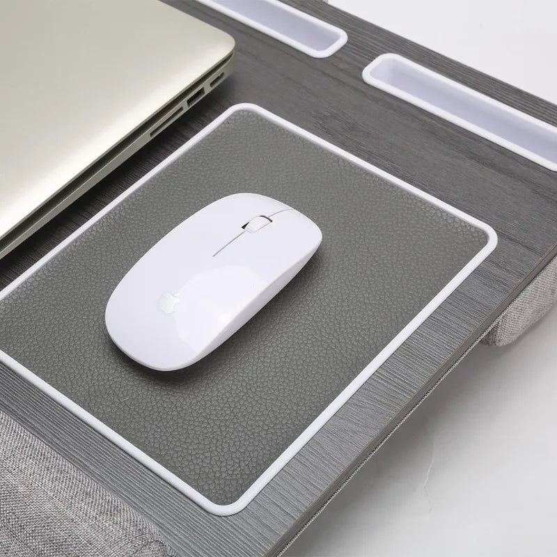 Bamboo Laptop Desk with Mouse Pad & Anti-Slip Grooves