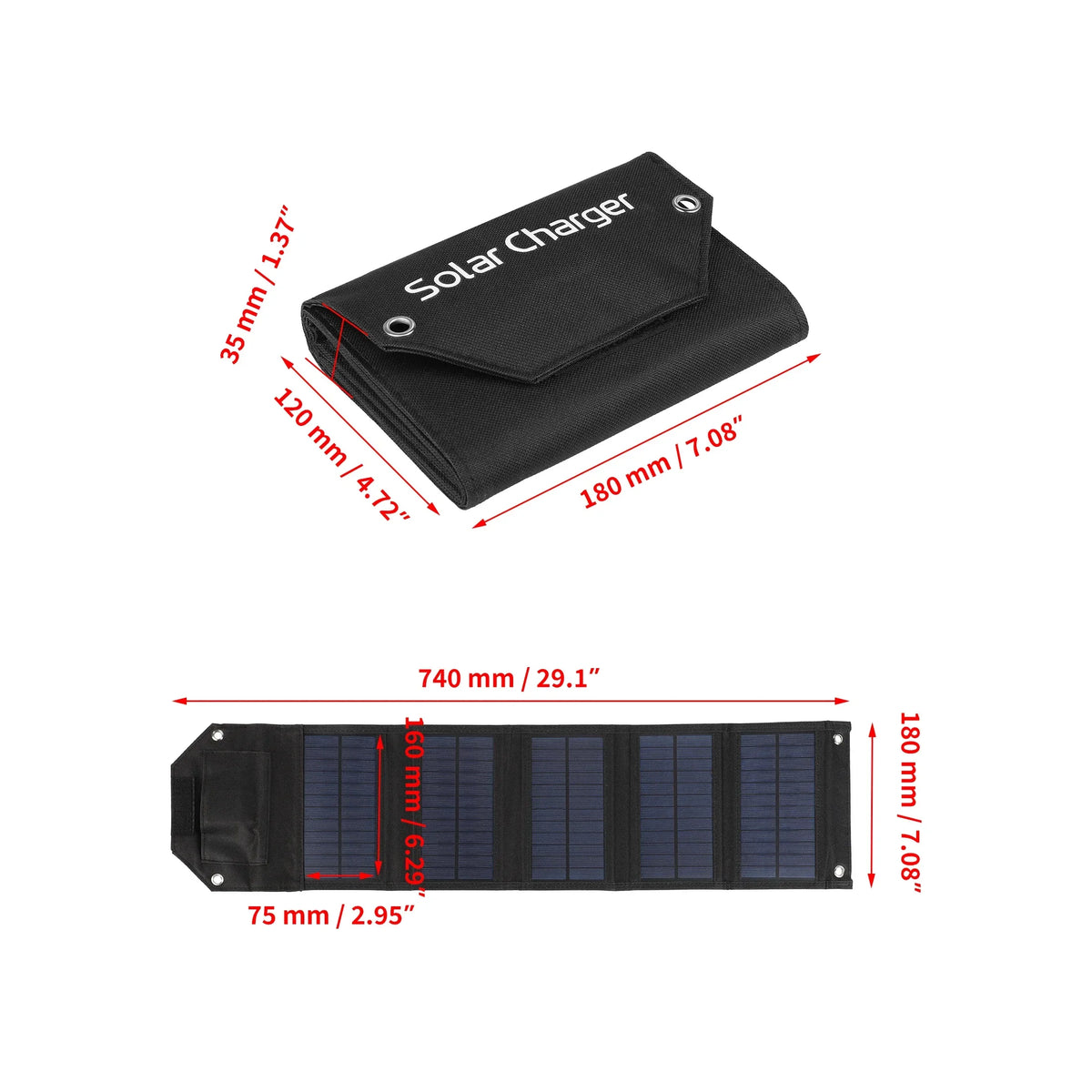 Folding USB Solar Panel - 60/80/100 W Labels