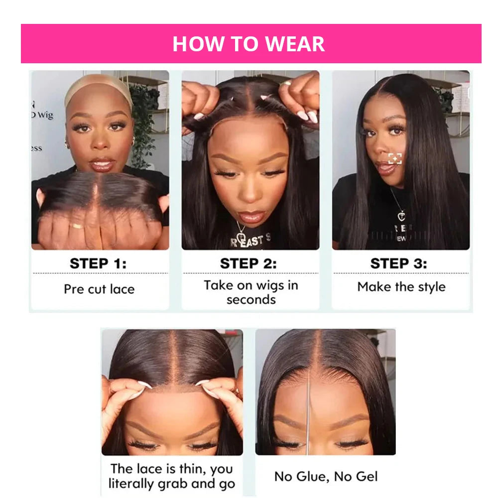 250% Density Brazilian Bone Straight Glueless HD Lace Wig