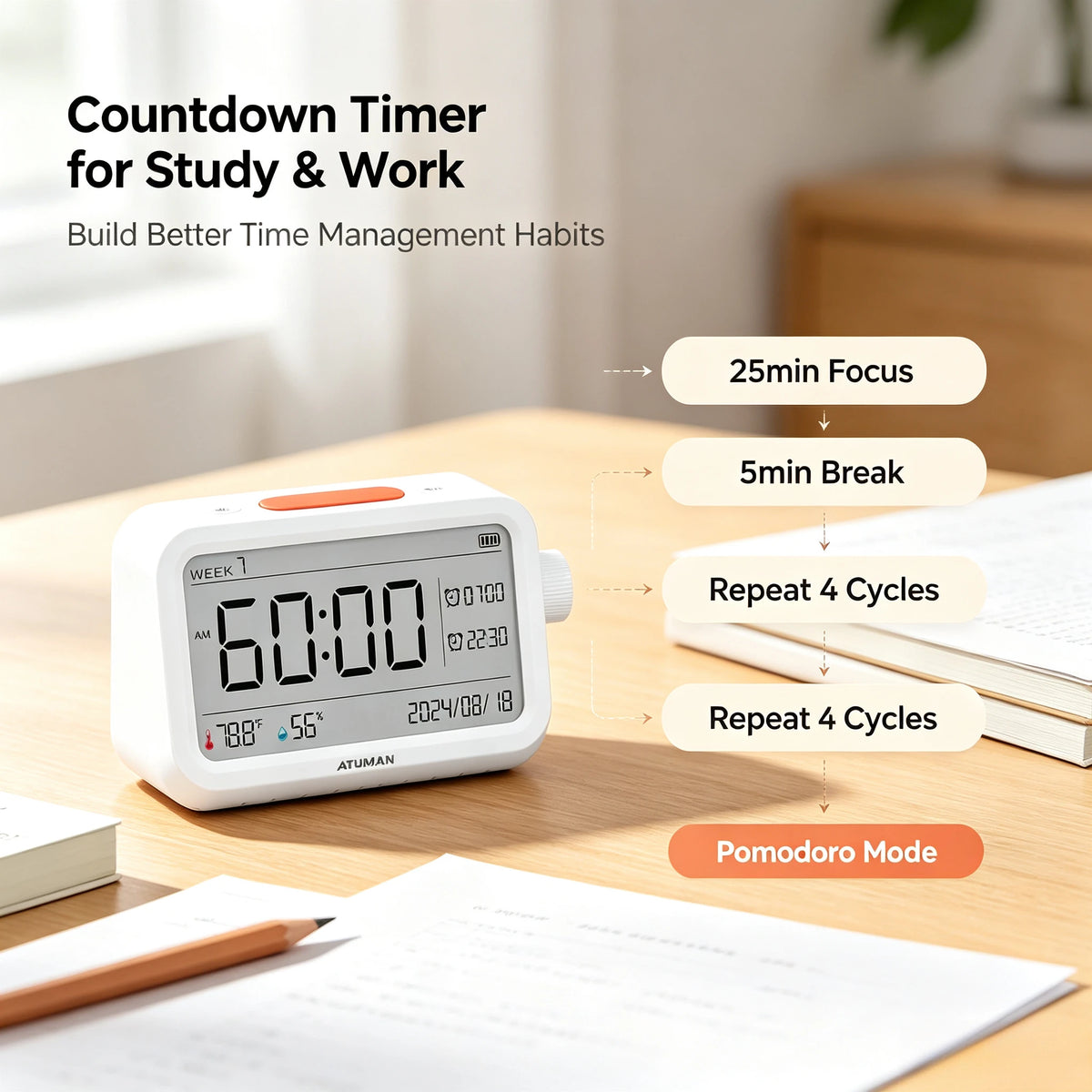 MT2 Thermometer-Hygrometer Alarm Clock