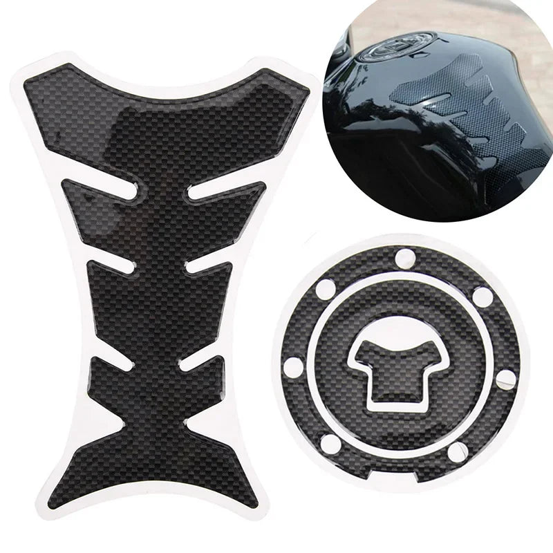 Gas Cap Cover Sticker and protector 3D Carbon Fiber Gel Gas Fuel Tank Pad Protector Sticker Motorcycle Universal 