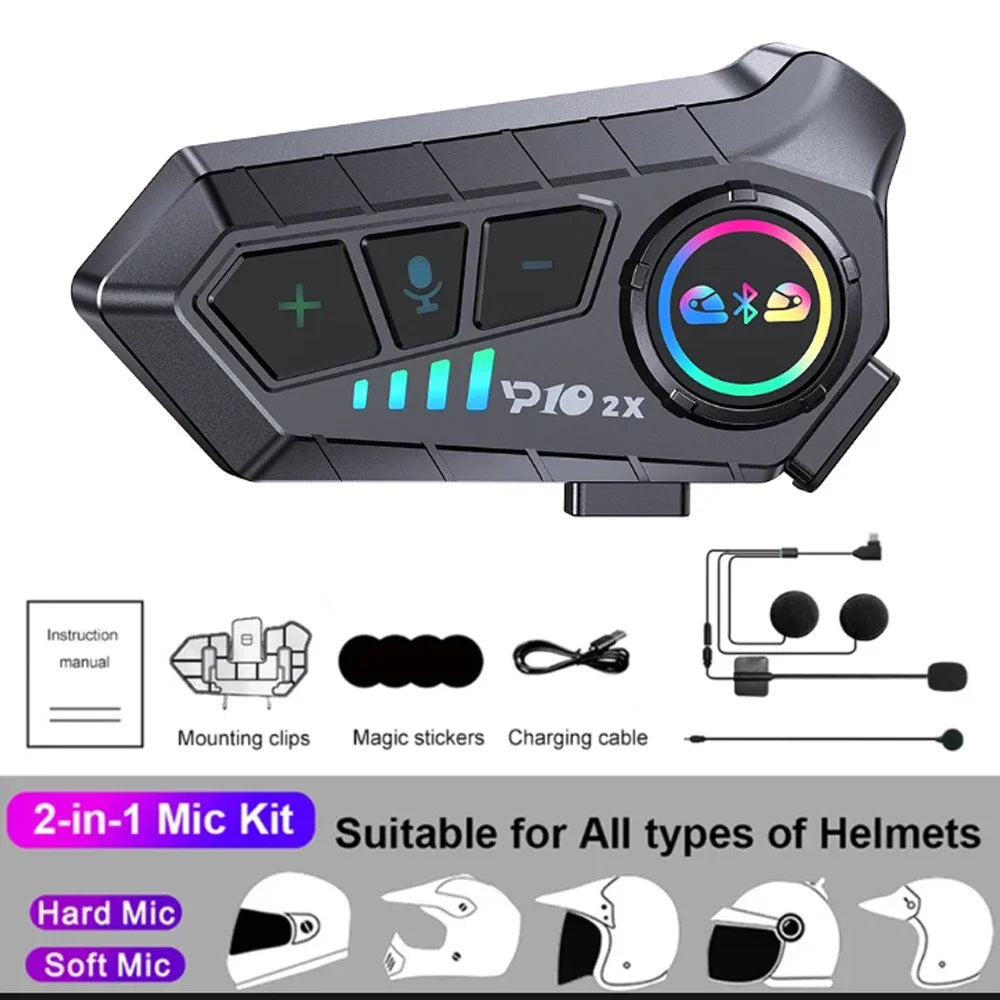 2000mah Motorcycle Intercom Helmet Headset Wireless Communicator Interphone Waterproof Bluetooth Earphone Handsfree Call 300m Spy-shop.com