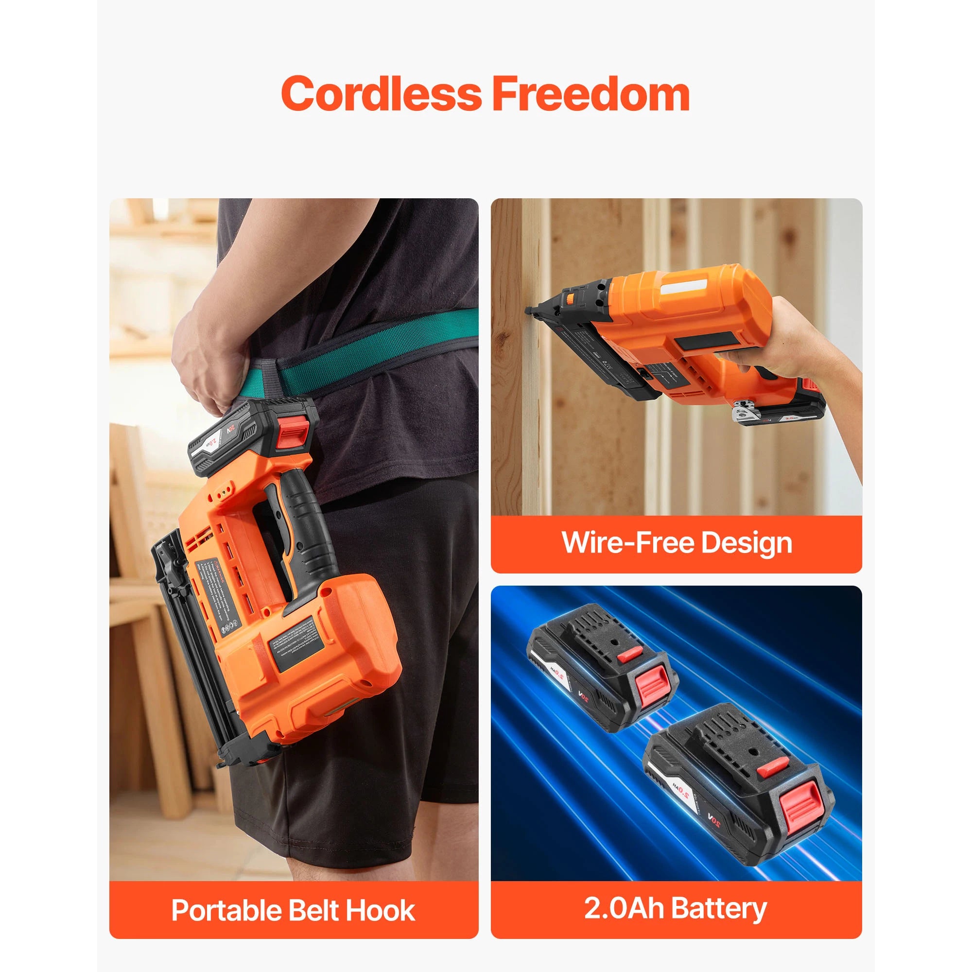 SucceBuy Cordless Brad Nailer 18 Gauge 20V Battery Powered Nail Gun and Staple Gun with 500 pcs Nails 500 pcs Staples
