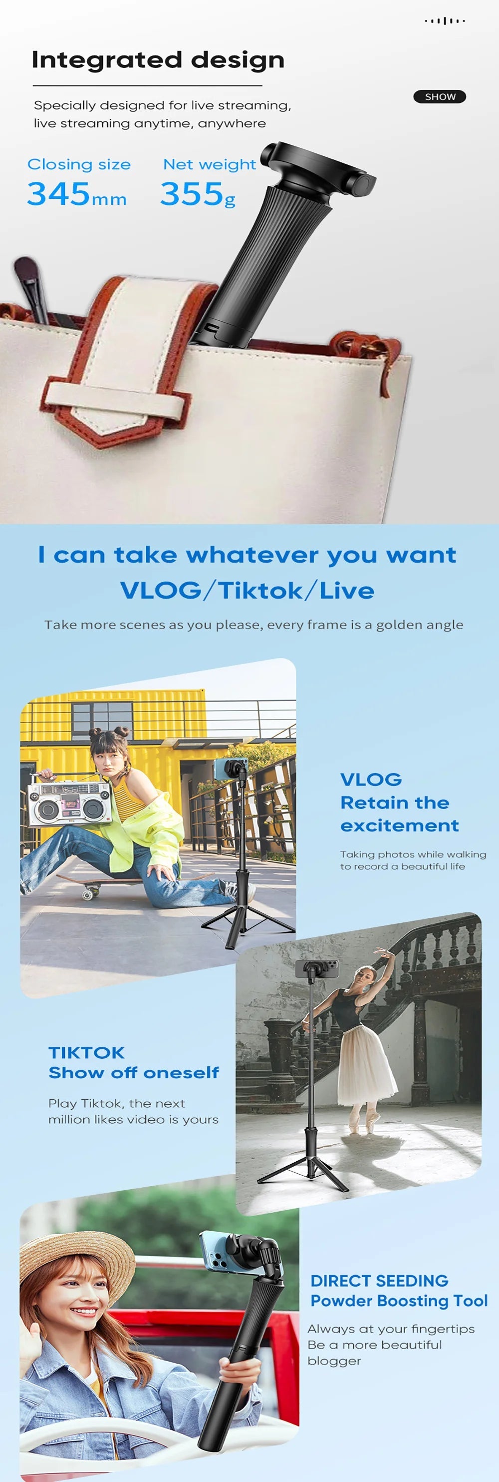 2025 Magnetic Selfie Stick Phone Tripod w Remote Extend Cell Phone Tripod Stand For MagSafe iPhone 15 14 13 12 XIAOMI SAMSUNG 