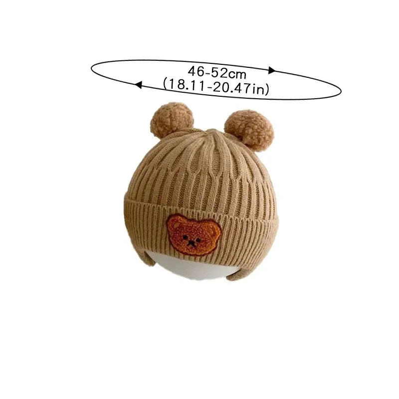 Baby wool hat cute bear ear protection hat children winter thickened warm knitted Korean version of the baby hat 