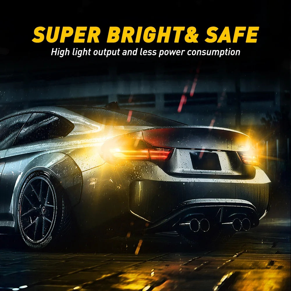 AUXITO 2Pcs T20 LED Canbus No Hyper Flash W21W WY21W 7440 7440NA LED Amber Car Turn Signal Light Bulbs Error Free Auto Lamp 12V