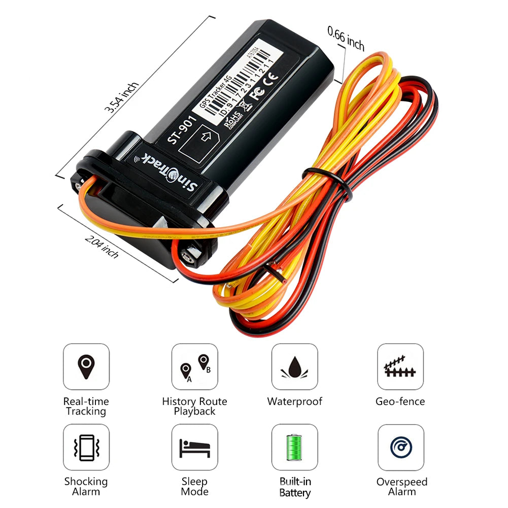 Rastreador GPS impermeable mini con batería integrada SinoTrack ST-901 901L para coche moto vehículo Control remoto APP web gratuito