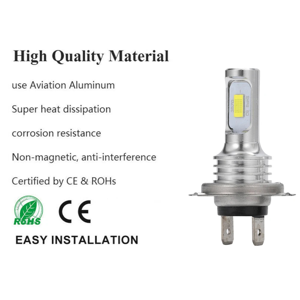 2Pcs H7 H1 H8 H9 H11 9005 9006 LED Bulbs HB3 HB4 CSP LED Super Bright Headlight DRL Lamp 6000K White 3000K Yellow 12000K Blue