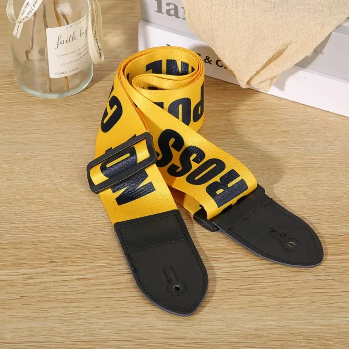 Adjustable Woodgrain Leather Guitar Strap for Electric and Bass