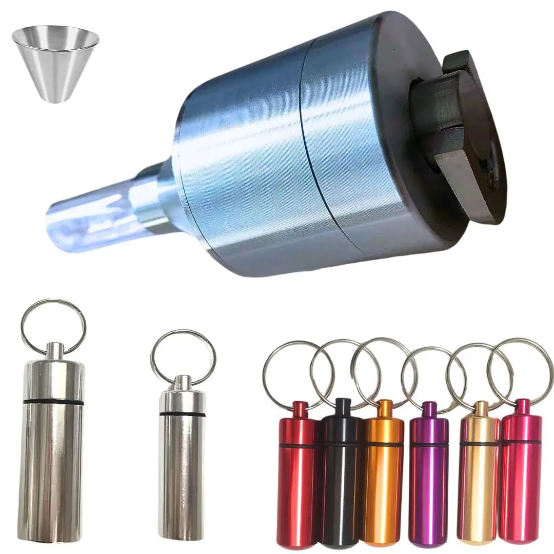 Manual Spice Grinder Set with Funnel and Vials