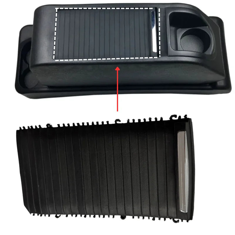 Center Console Armrest Storage Box Cover Plate with Cup Holder Pull Curtain for Citroën Berlingo / Peugeot Partner 2008–2018