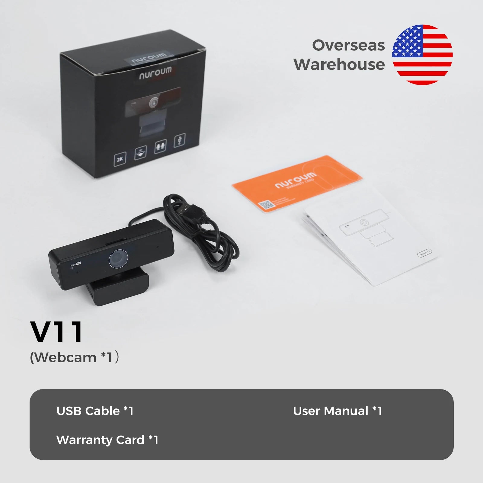 Nuroum 2K QHD Webcam 1440P/60FPS with Noise-Canceling Mics