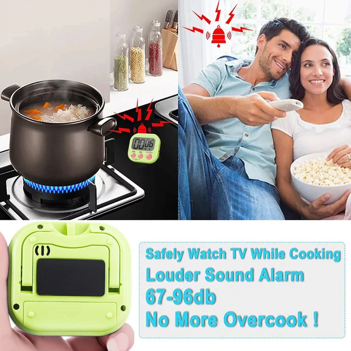 Wind-Up Kitchen Timer, Mechanical 60-Minute Dial, 4 Styles