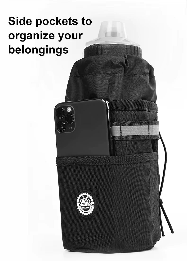 Bicycle bottle holder bag, actual mounting and fittings