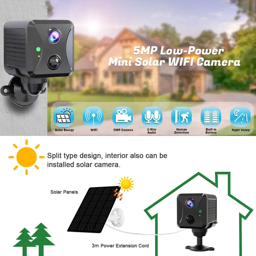Mini 4G Security Camera with AI Detection, 5MP HD & Night Vision