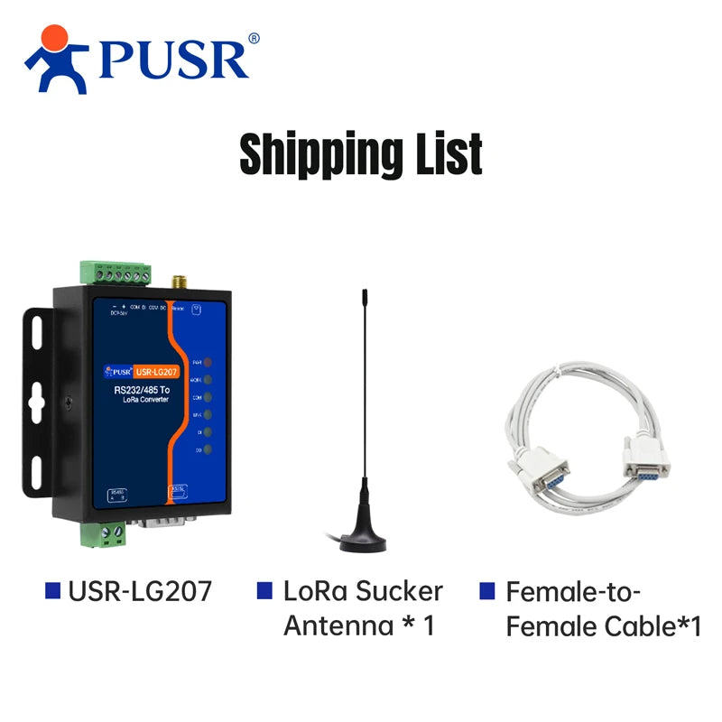 USR-LG207 RS232/RS485 LoRa Modem with Digital I/O