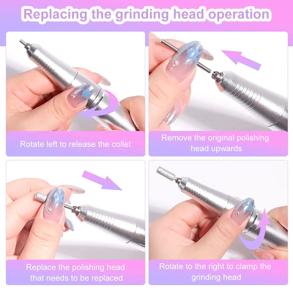 45000RPM Electric Nail Drill Machine Professional Nail Drills for Gel Nails Polish Rechargeable Portable Nail File Manicure Tool 