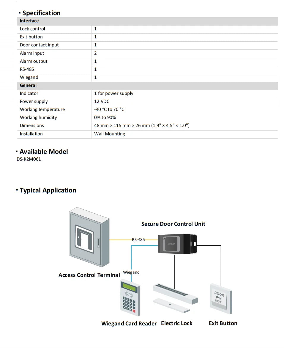 HIKVISION DS-K2M061 Secure Door Control Module