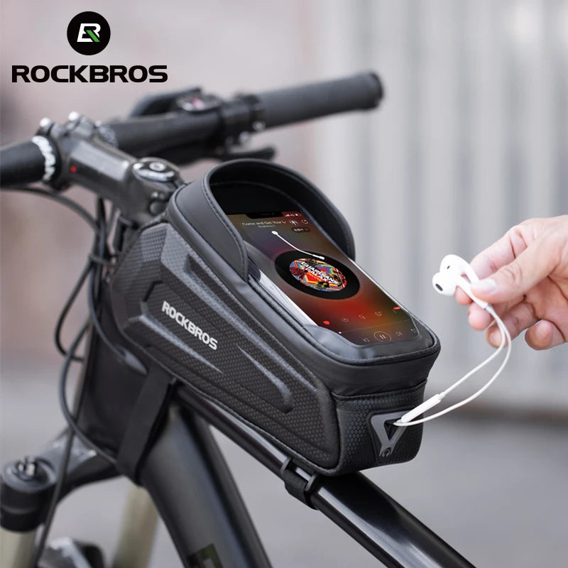 Borsa per telaio bici resistente all'acqua con supporto per telefono con schermo touch