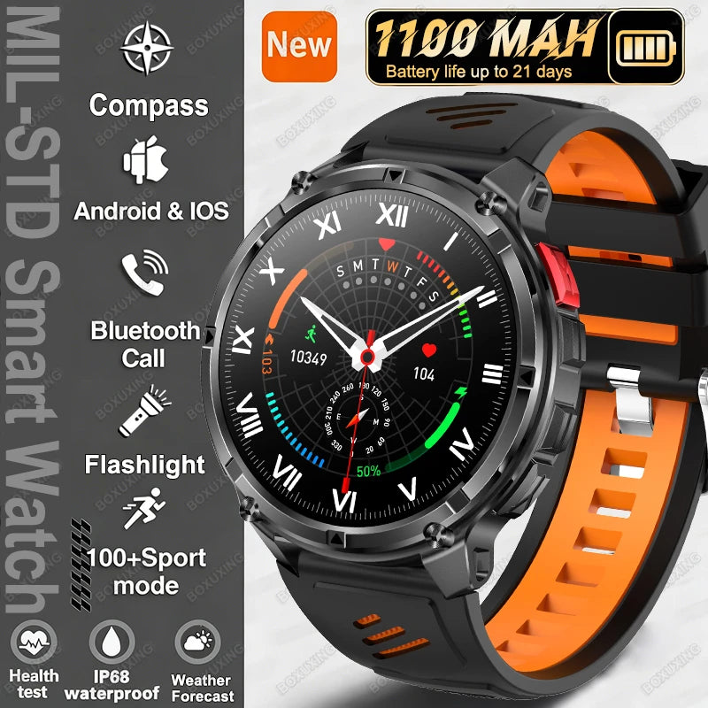 Smartwatch con chiamata Bluetooth all'aperto con bussola e GPS collegato al telefono