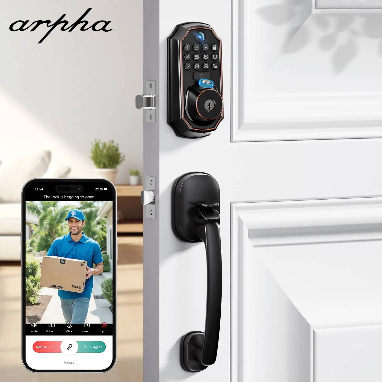 ARPHA D289H Smart WiFi Fingerprint Door Lock with Camera