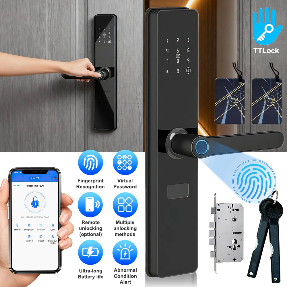 Smart Door Lock with Fingerprint, Password, Card and Remote Access